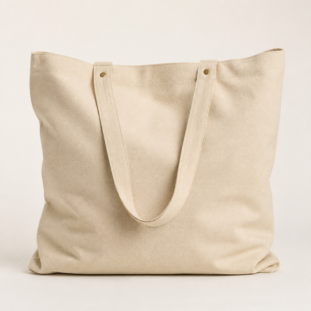 Cabas Naturel en coton canvas écru, vue face sur fond clair