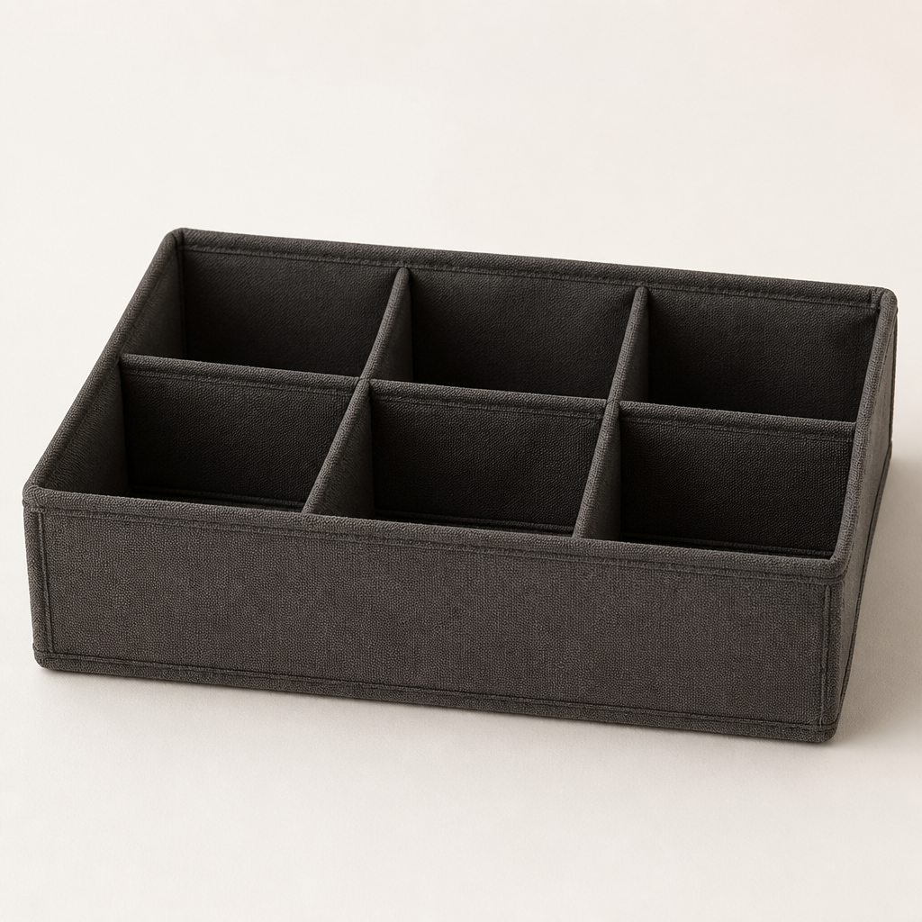 Organiseur en canvas charbon, vue de profil